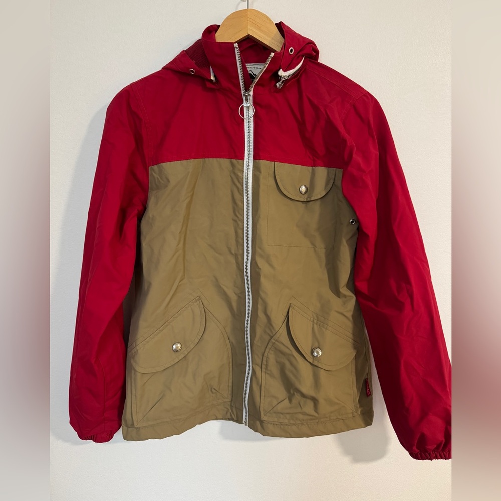 Penfield x Madewell Red and Tan Two Toned Windbreaker Rain Coat
